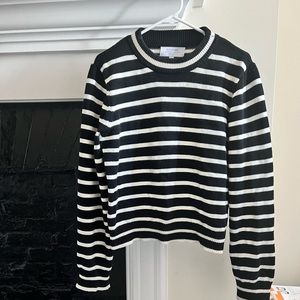 La ligne black and white striped hardy sweater